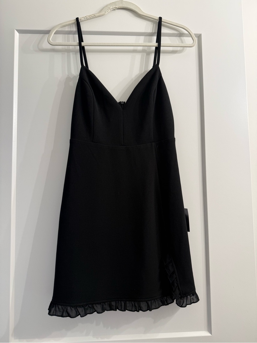Lulu's Black Mini Slip Dress with Ruffle Hem